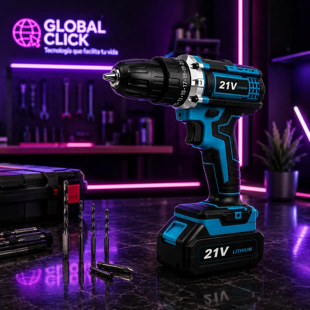 Taladro Inalámbrico 21V Profesional + Kit Completo