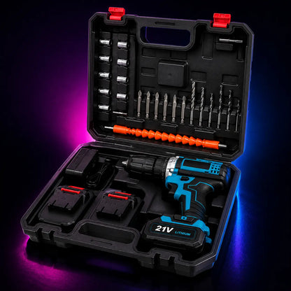 Taladro Inalámbrico 21V Profesional + Kit Completo