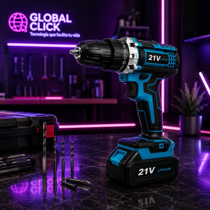 Taladro Inalámbrico 21V Profesional + Kit Completo